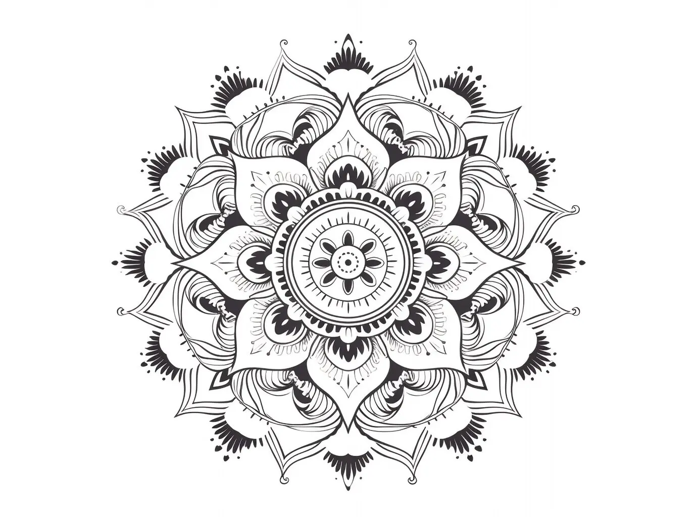Mandala-Illustration als Linienzeichnung